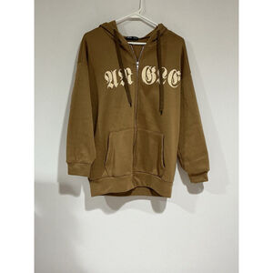 Men’s Shein Small Brown Hoodie Zip Up With Graphic